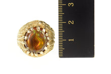 Load image into Gallery viewer, 14K Ornate Oval Natural Fire Agate Textured Ring Size 7.25 Yellow Gold