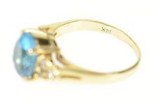 Load image into Gallery viewer, 14K Oval Blue Topaz Diamond Cluster Cocktail Ring Size 7 Yellow Gold
