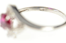 Load image into Gallery viewer, 10K Retro Ornate 1960&#39;s Syn. Ruby CZ Statement Ring Size 8 White Gold