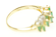 Load image into Gallery viewer, 14K Wavy Marquise Syn. Emerald Diamond Band Ring Size 7.75 Yellow Gold