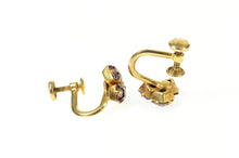 Load image into Gallery viewer, Gold Filled Square Sim. Amethyst Cluster Screw Back Earrings