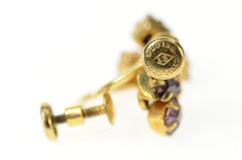Load image into Gallery viewer, Gold Filled Square Sim. Amethyst Cluster Screw Back Earrings