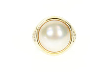 Load image into Gallery viewer, 14K Round Pearl Diamond Graduated Statement Ring Size 7.75 Yellow Gold