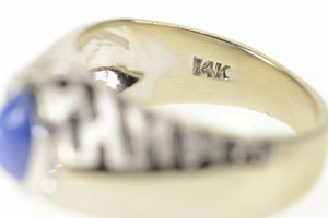 14K Retro Lindy Star Sapphire Diamond Accent Men's Ring Size 9 White Gold
