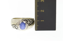 Load image into Gallery viewer, 14K Retro Lindy Star Sapphire Diamond Accent Men&#39;s Ring Size 9 White Gold