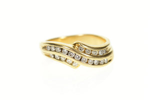 14K 0.63 Ctw Wavy Diamond Channel Men's Band Ring Size 11 Yellow Gold