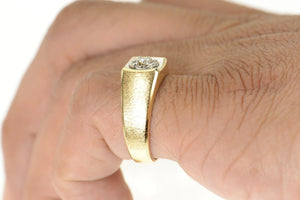 14K 0.20 Ctw Diamond Cluster Men's Wedding Ring Size 9.75 Yellow Gold