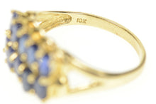 Load image into Gallery viewer, 10K Natural Sapphire Tiered Statement Band Ring Size 9.75 Yellow Gold