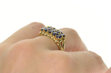 Load image into Gallery viewer, 10K Natural Sapphire Tiered Statement Band Ring Size 9.75 Yellow Gold