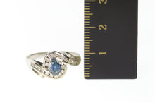 Load image into Gallery viewer, 14K 0.72 Ctw Sapphire Diamond Bypass Engagement Ring Size 8.75 White Gold