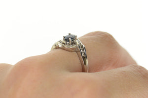 14K 0.72 Ctw Sapphire Diamond Bypass Engagement Ring Size 8.75 White Gold