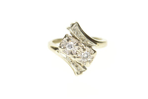 18K 1940's Diamond Bypass Promise Engagement Ring Size 5 White Gold