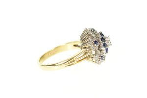 14K 0.83 Ctw Diamond Sapphire Flower Engagement Ring Size 5 White Gold