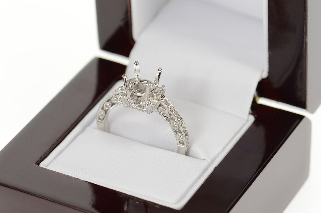 14K 0.43 Ctw Diamond Engagement Semi Mount Setting Ring Size 7 White Gold