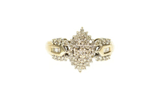 10K Classic Diamond Cluster Encrusted Statement Ring Size 10 Yellow Gold