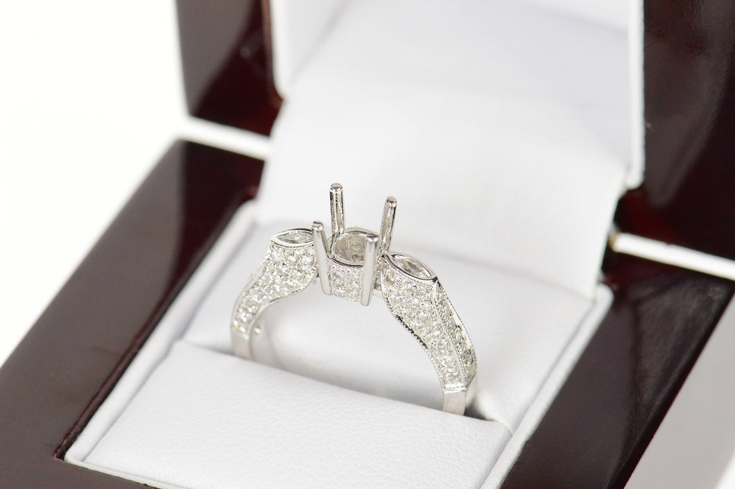 18K 0.51 Ctw Diamond Semi Mount Engagement Setting Ring Size 6.5 White Gold