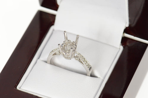 18K 0.18 Ctw Diamond Semi Mount Engagement Setting Ring Size 6 White Gold