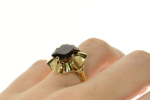 Load image into Gallery viewer, 14K 1960&#39;s Smoky Quartz Scalloped Cocktail Ring Size 6.25 Yellow Gold
