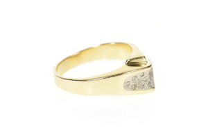 14K Two Tone Pave Diamond Geometric Men's Ring Size 12.25 Yellow Gold