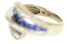 Load image into Gallery viewer, 14K 0.96 Ctw Princess Sapphire Diamond Bypass Ring Size 5.25 White Gold