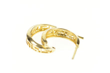 Load image into Gallery viewer, 14K Greek Key Wave Pattern Semi Hoop Earrings Yellow Gold