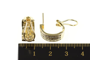 10K 1.08 Ctw Diamond Channel Semi Hoop French Clip Earrings Yellow Gold