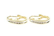 Load image into Gallery viewer, 14K 0.35 Ctw Channel Diamond French Clip Hoop Earrings Yellow Gold