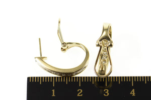 14K 0.35 Ctw Channel Diamond French Clip Hoop Earrings Yellow Gold