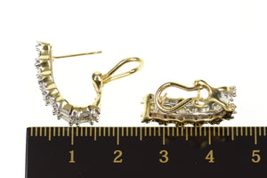 10K 1.34 Ctw Diamond Encrusted Hoop French Clip Earrings Yellow Gold