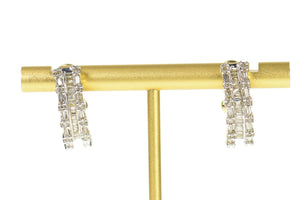 10K 1.34 Ctw Diamond Encrusted Hoop French Clip Earrings Yellow Gold