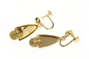 14K Retro 1950's Diamond Knot Geometric Dangle Earrings Yellow Gold