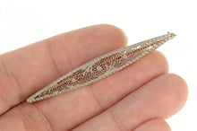Load image into Gallery viewer, 14K Two Tone Ornate Floral Filigree Curved Bar Pin/Brooch Yellow Gold
