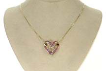 Load image into Gallery viewer, 14K Ruby Diamond Classic Curvy Heart Pendant Yellow Gold