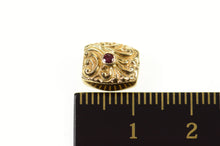 Load image into Gallery viewer, 14K Ornate Garnet Scroll Design Slide Bracelet Charm/Pendant Yellow Gold