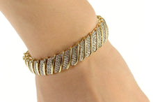 Load image into Gallery viewer, 14K 2.30 Ctw Diamond Encrusted Bar Link Statement Bracelet 7&quot; Yellow Gold