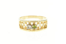 Load image into Gallery viewer, 14K Retro Peridot Blue Topaz Lattice Band Ring Size 5.5 Yellow Gold