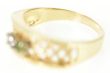 Load image into Gallery viewer, 14K Retro Peridot Blue Topaz Lattice Band Ring Size 5.5 Yellow Gold