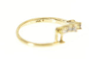 14K Wavy Diamond Inset Wedding Band Ring Size 4 Yellow Gold