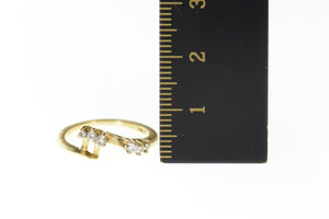 14K Wavy Diamond Inset Wedding Band Ring Size 4 Yellow Gold