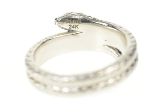 24K Men? Designer Serpent Snake Statement Ring Size 8.75 White Gold