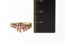 Load image into Gallery viewer, 14K Natural Ruby Criss Cross Knot Statement Ring Size 6.5 Yellow Gold
