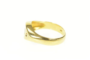 18K Men's Oval Sapphire Diamond Accent Retro Ring Size 9.75 Yellow Gold