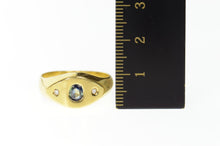 Load image into Gallery viewer, 18K Men&#39;s Oval Sapphire Diamond Accent Retro Ring Size 9.75 Yellow Gold