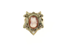 Load image into Gallery viewer, Gold Filled Ornate Victorian Cameo Seed Pearl Cocktail Ring Size 6.75