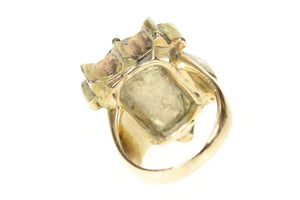 Gold Filled Ornate Victorian Cameo Seed Pearl Cocktail Ring Size 6.75