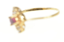 Load image into Gallery viewer, 10K Round Ruby Diamond Cluster Bypass Ring Size 5 Yellow Gold