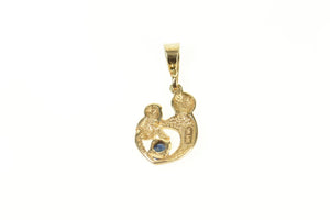 14K Sapphire Mother's Father's Day Child Parent Pendant Yellow Gold