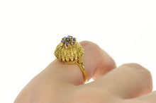Load image into Gallery viewer, 18K 1960&#39;s Round Sapphire Flower Cluster Statement Ring Size 3.5 Yellow Gold