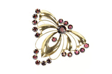 Load image into Gallery viewer, 14K Ornate Syn. Garnet Retro Butterfly Moth Pin/Brooch Yellow Gold