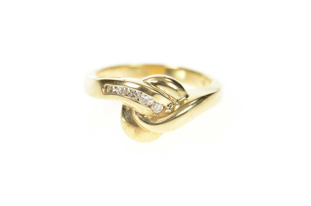 14K Wavy Curvy Design Diamond Statement Band Ring Size 6 Yellow Gold